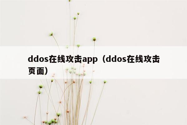 ddos在线攻击app(ddos在线攻击页面)