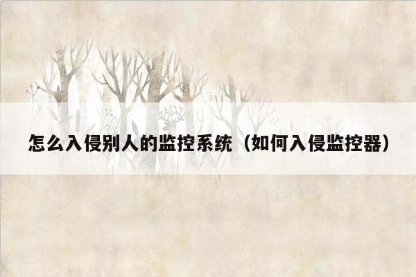 怎么入侵别人的监控系统(如何入侵监控器)