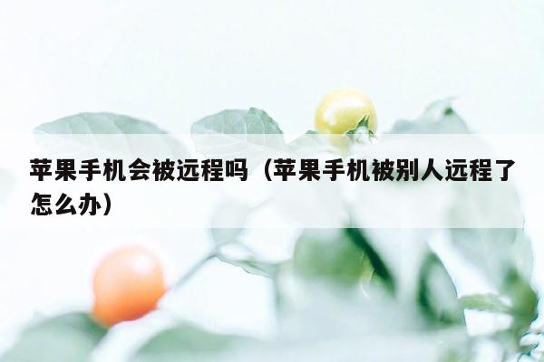 苹果手机会被远程吗(苹果手机被别人远程了怎么办)