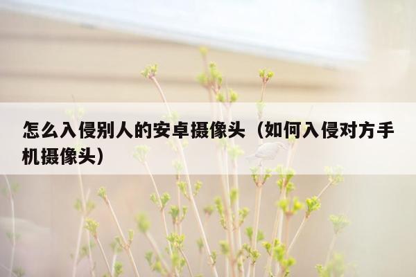 怎么入侵别人的安卓摄像头(如何入侵对方手机摄像头)