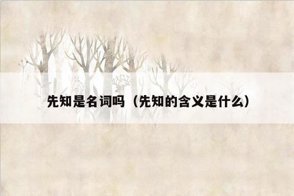 先知是名词吗(先知的含义是什么)