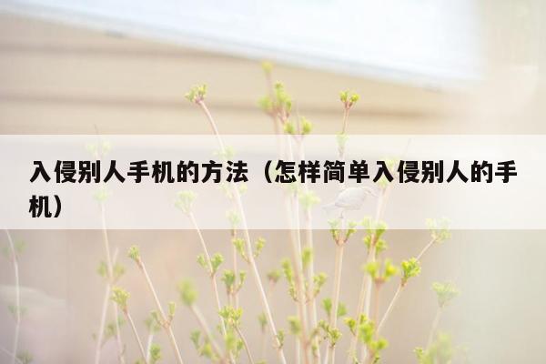 入侵别人手机的方法(怎样简单入侵别人的手机)