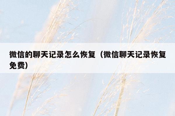 微信的聊天记录怎么恢复(微信聊天记录恢复免费)