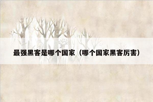 最强黑客是哪个国家(哪个国家黑客厉害)