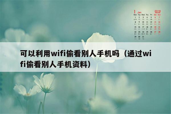 可以利用wifi偷看别人手机吗(通过wifi偷看别人手机资料)