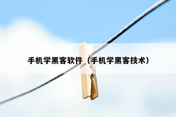手机学黑客软件(手机学黑客技术)