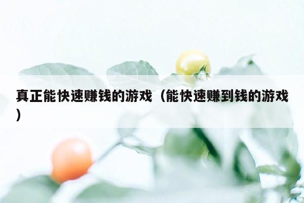 真正能快速赚钱的游戏(能快速赚到钱的游戏)