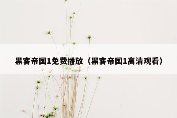 黑客帝国1免费播放（黑客帝国1高清观看）