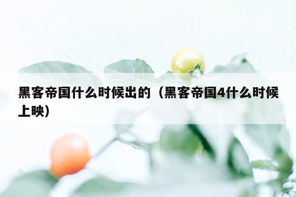 黑客帝国什么时候出的(黑客帝国4什么时候上映)