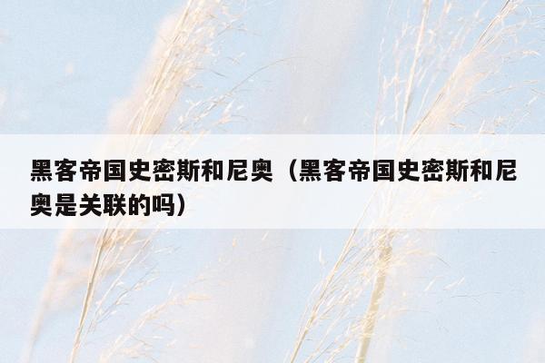 黑客帝国史密斯和尼奥(黑客帝国史密斯和尼奥是关联的吗)