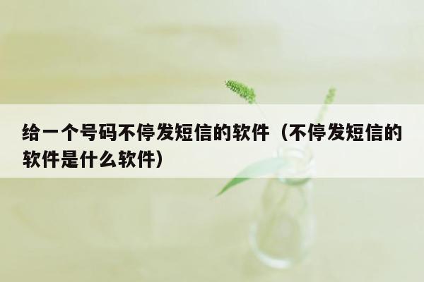 给一个号码不停发短信的软件(不停发短信的软件是什么软件)