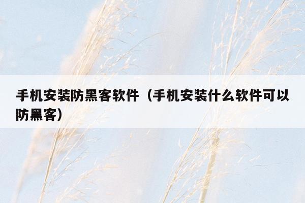 手机安装防黑客软件(手机安装什么软件可以防黑客)