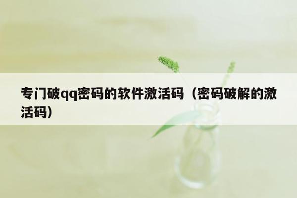 专门破qq密码的软件激活码(密码破解的激活码)