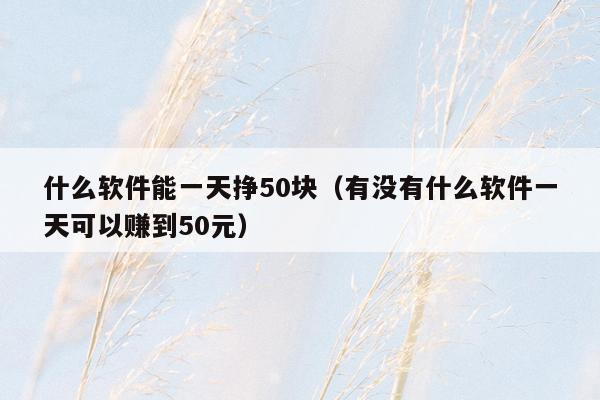什么软件能一天挣50块(有没有什么软件一天可以赚到50元)