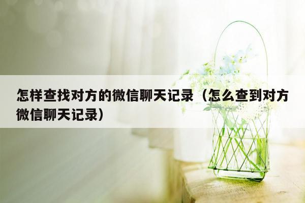 怎样查找对方的微信聊天记录(怎么查到对方微信聊天记录)