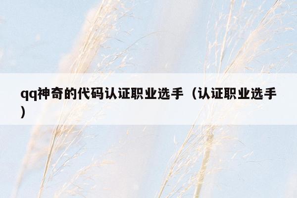 qq神奇的代码认证职业选手(认证职业选手)