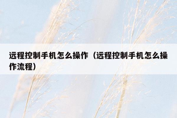 远程控制手机怎么操作(远程控制手机怎么操作流程)