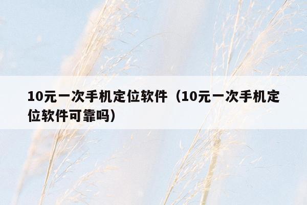 10元一次手机定位软件(10元一次手机定位软件可靠吗)