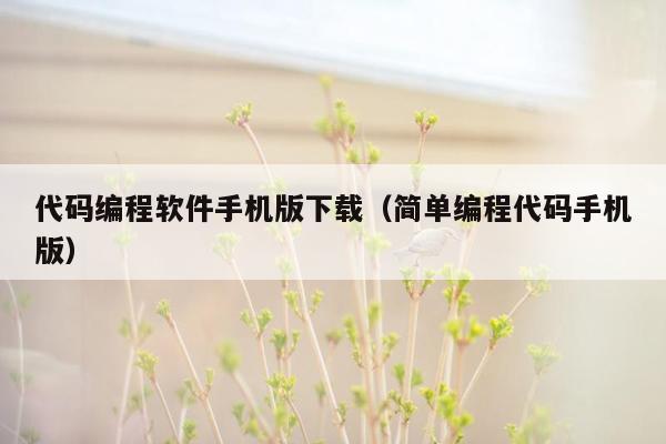 代码编程软件手机版下载(简单编程代码手机版)