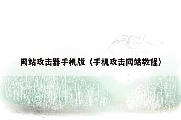 网站攻击器手机版(手机攻击网站教程)