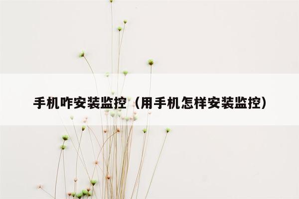 手机咋安装监控（用手机怎样安装监控）