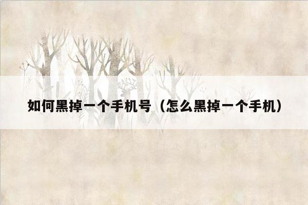 如何黑掉一个手机号(怎么黑掉一个手机)