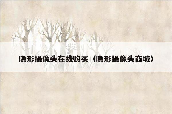 隐形摄像头在线购买(隐形摄像头商城)