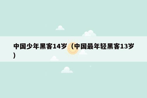 中国少年黑客14岁(中国最年轻黑客13岁)