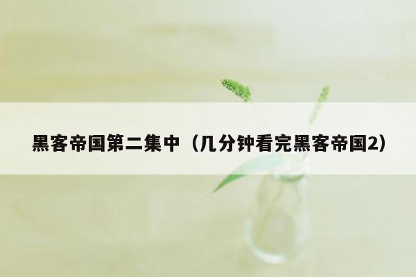 黑客帝国第二集中(几分钟看完黑客帝国2)