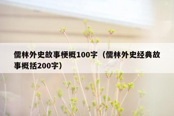 儒林外史故事梗概100字(儒林外史经典故事概括200字)