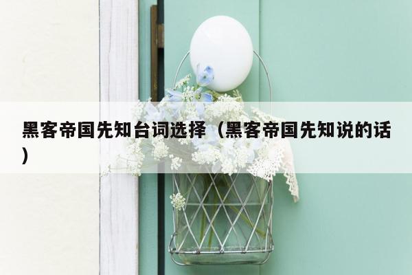 黑客帝国先知台词选择(黑客帝国先知说的话)