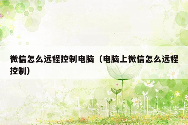 微信怎么远程控制电脑(电脑上微信怎么远程控制)
