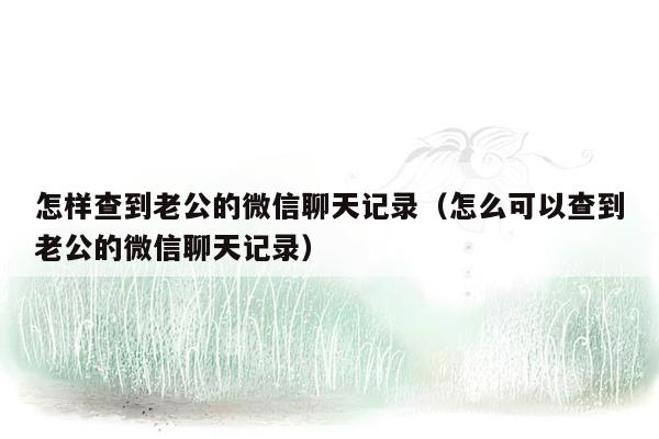 怎样查到老公的微信聊天记录(怎么可以查到老公的微信聊天记录)