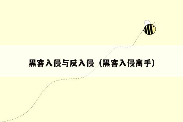 黑客入侵与反入侵(黑客入侵高手)