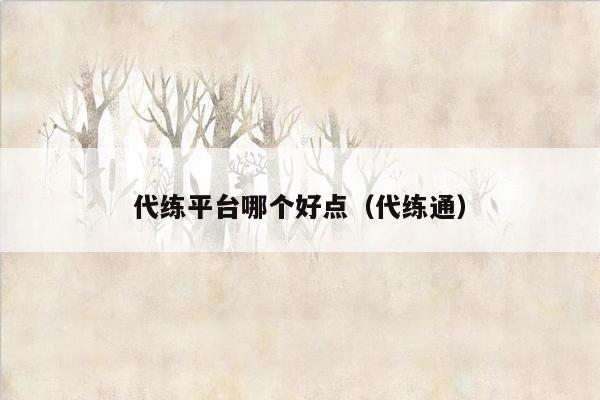 代练平台哪个好点(代练通)