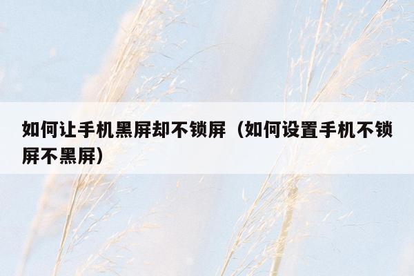 如何让手机黑屏却不锁屏(如何设置手机不锁屏不黑屏)