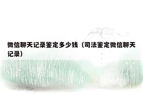 微信聊天记录鉴定多少钱(司法鉴定微信聊天记录)