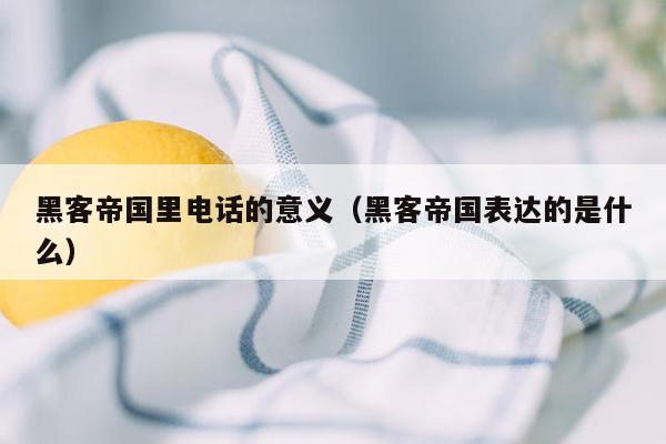 黑客帝国里电话的意义(黑客帝国表达的是什么)