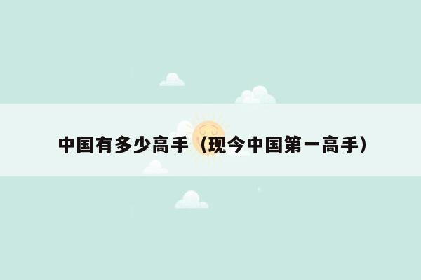中国有多少高手(现今中国第一高手)