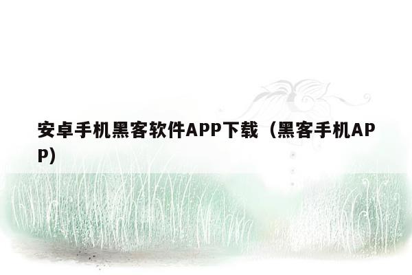 安卓手机黑客软件APP下载(黑客手机APP)