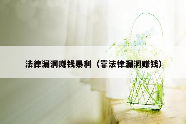 法律漏洞赚钱暴利(靠法律漏洞赚钱)