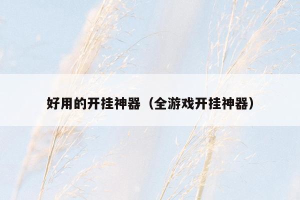 好用的开挂神器(全游戏开挂神器)
