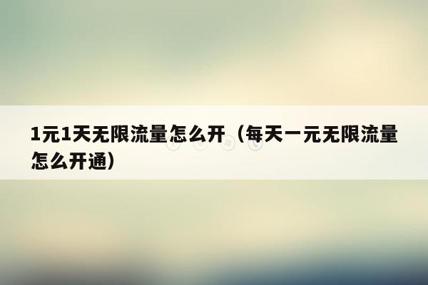 1元1天无限流量怎么开(每天一元无限流量怎么开通)