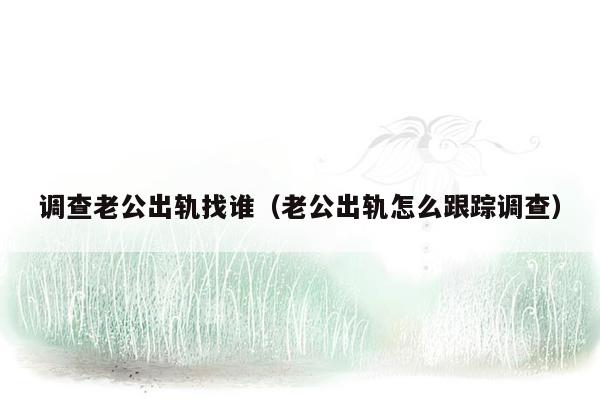 调查老公出轨找谁(老公出轨怎么跟踪调查)