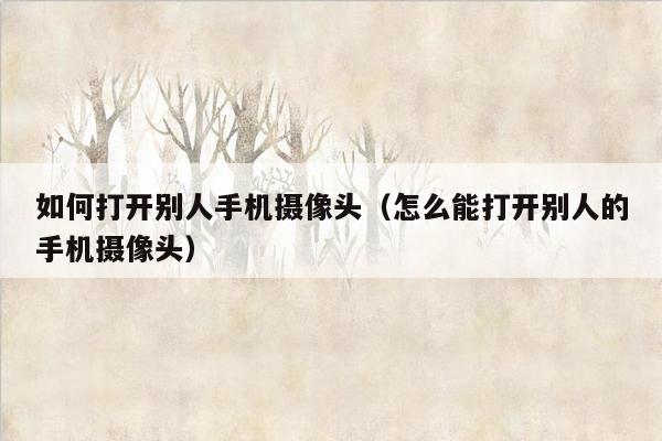 如何打开别人手机摄像头(怎么能打开别人的手机摄像头)