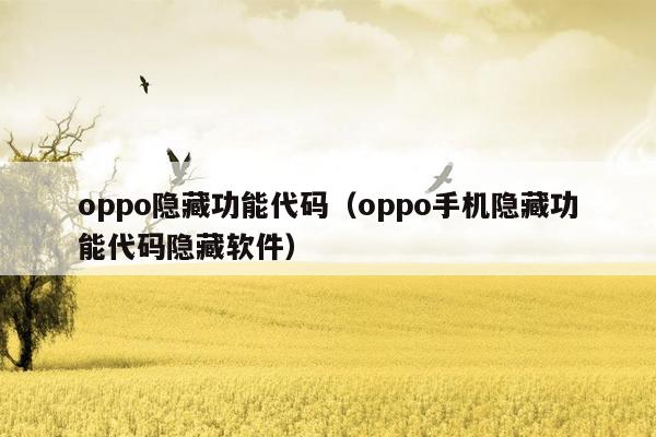 oppo隐藏功能代码（oppo手机隐藏功能代码隐藏软件）