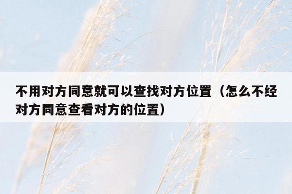 不用对方同意就可以查找对方位置（怎么不经对方同意查看对方的位置）