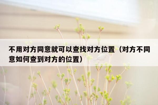 不用对方同意就可以查找对方位置（对方不同意如何查到对方的位置）