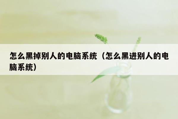 怎么黑掉别人的电脑系统（怎么黑进别人的电脑系统）