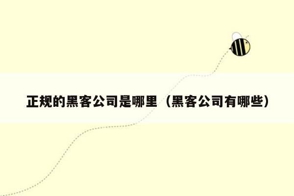 正规的黑客公司是哪里（黑客公司有哪些）